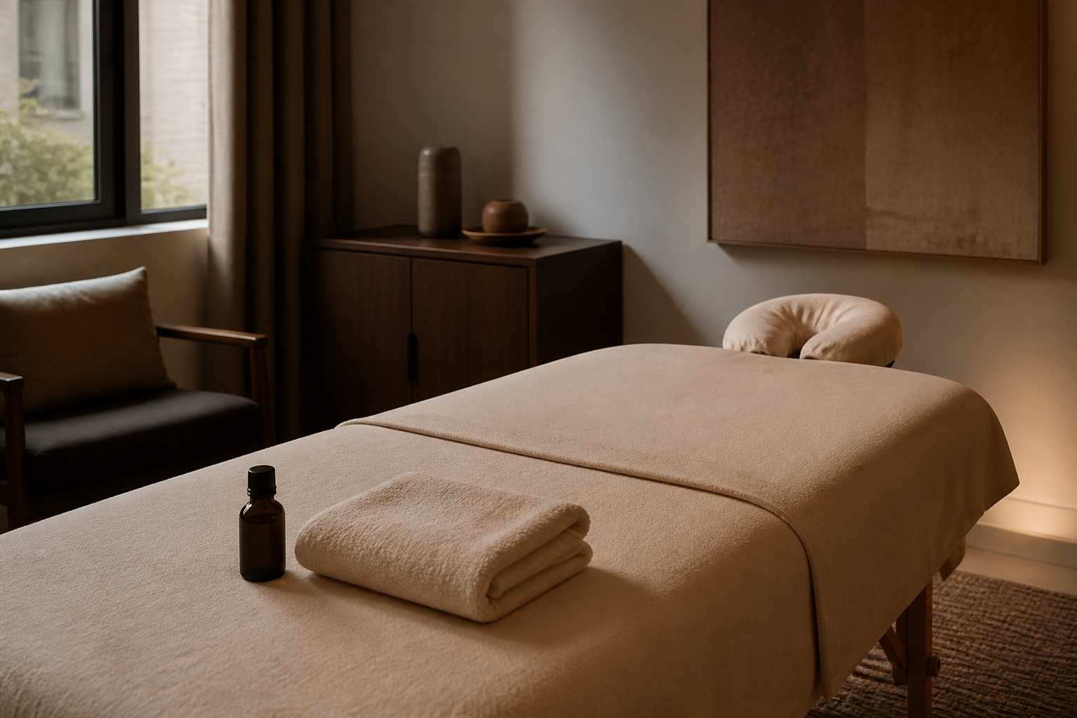 Prepared in-home massage setting